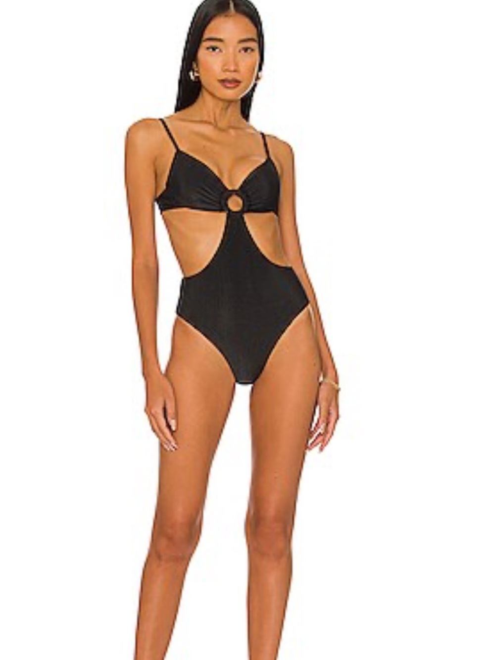 BRAND NEW Black Cutout One-Piece Swimsuit with Ring Detail Beach Riot, Kirsten